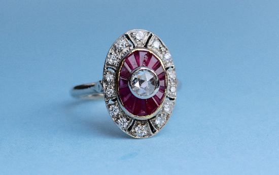 ANTIQUE RUBY AND DIAMOND ENGAGEMENT RING