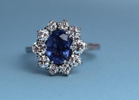 BEAUTIFUL COLOUR SAPPHIRE AND DIAMOND  ENGAGEMENT RING