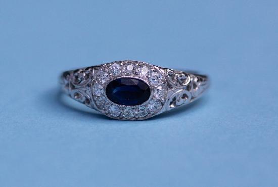 CONTINENTAL SAPPHIRE AND DIAMOND ENGAGEMENT RING