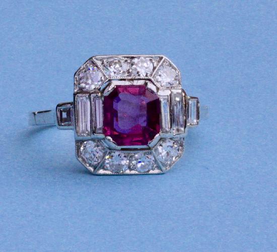 FABULOUS FRENCH RUBY AND DIAMOND ENGAGEMENT RING