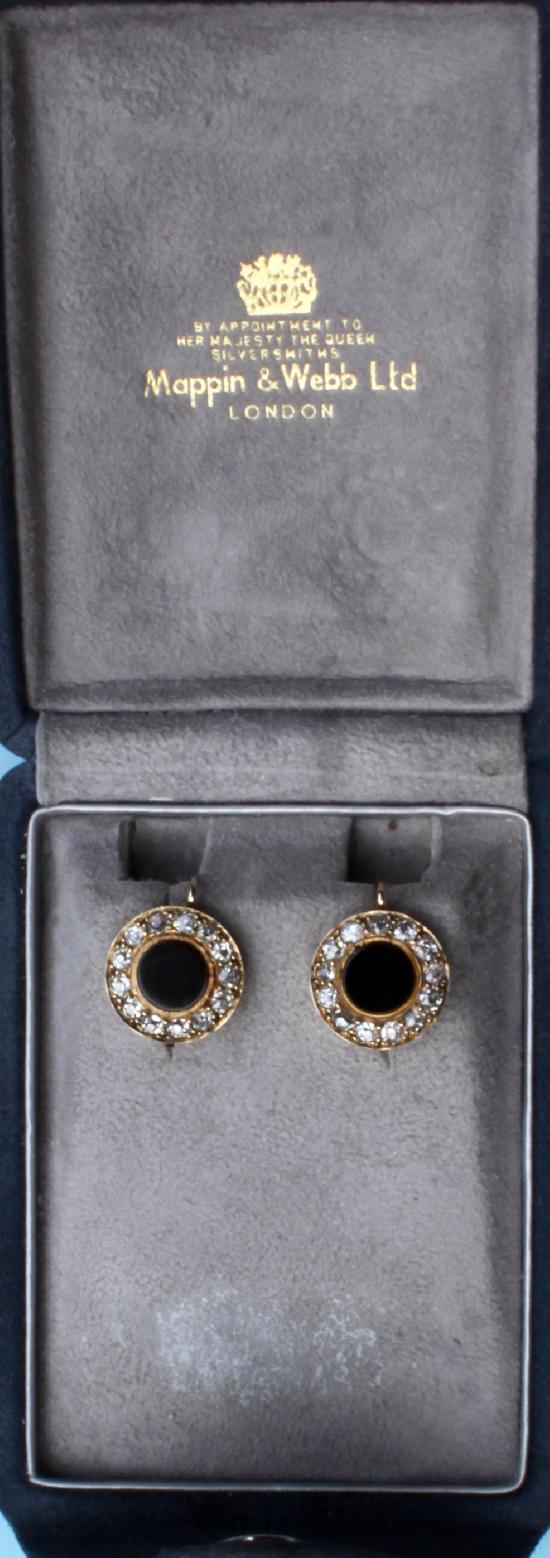 MAPPIN AND WEBB ONYX AND DIAMOND EARRINGS