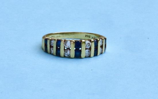 SAPPHIRE AND DIAMOND BAND RING