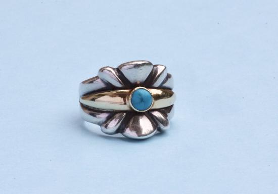 TURQUOISE AND SILVER STYLISH RING