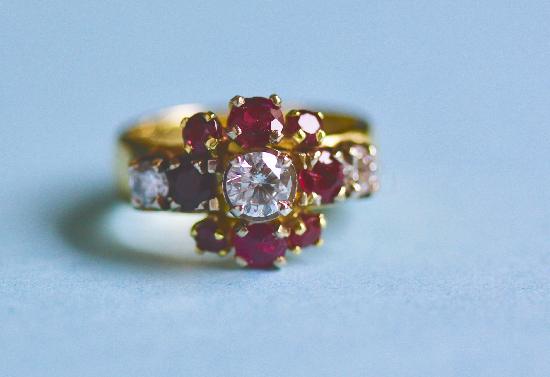 VINTAGE CONTINENTAL RUBY AND DIAMOND ENGAGEMENT RING