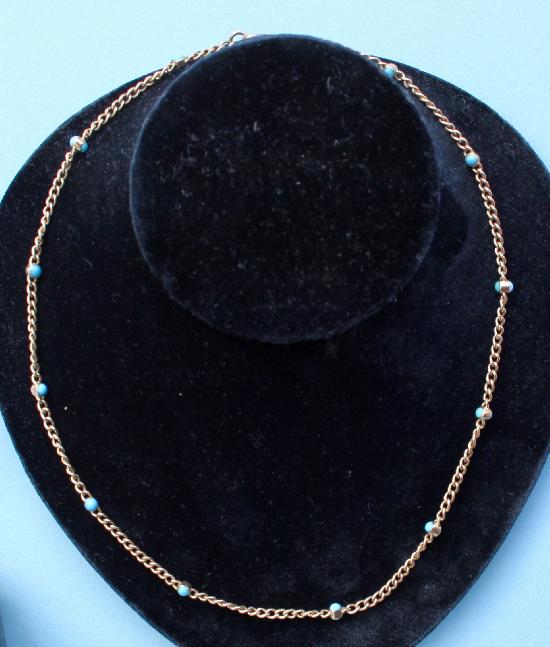 ANTIQUE GOLD AND TURQUOISE NECKLACE