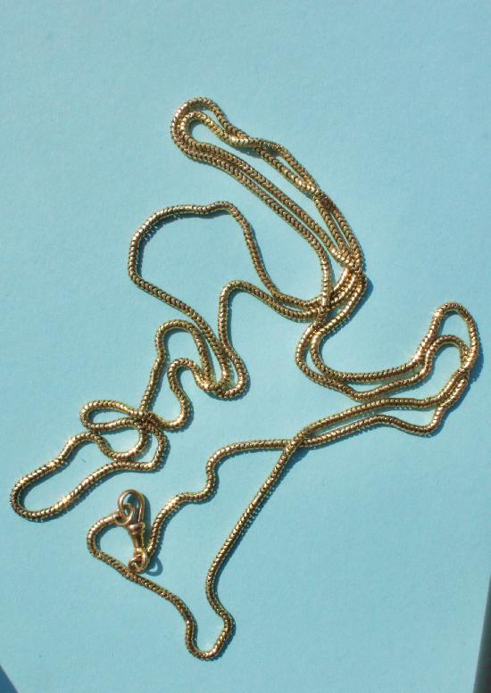 ANTIQUE GOLD SNAKE LINK LONG GUARD CHAIN