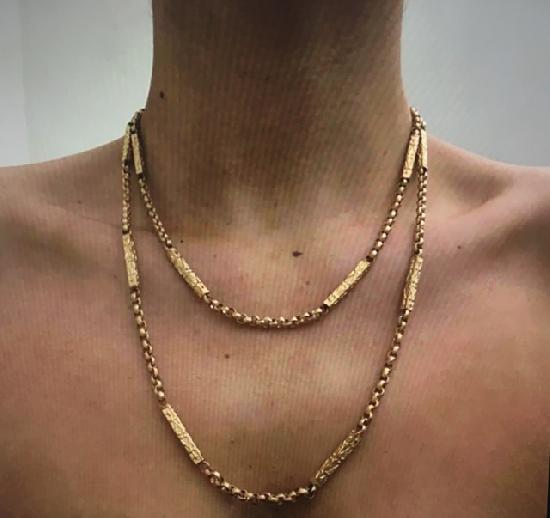 ANTIQUE PINCHBECK LONG GUARD CHAIN