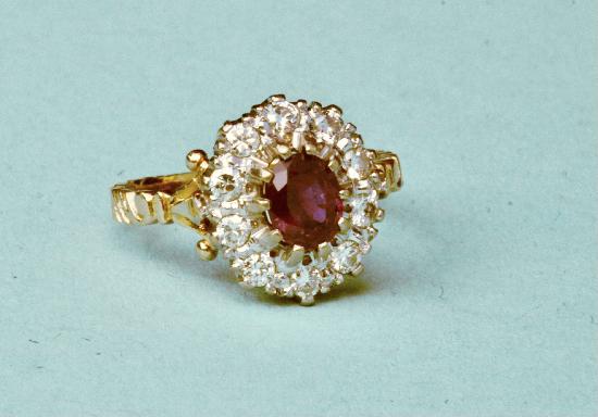 ANTIQUE RUBY AND DIAMOND CLUSTER ENGAGEMENT RING