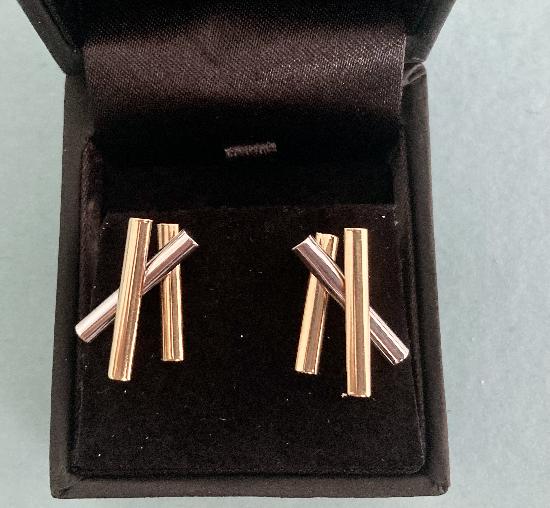 BI-COLOUR BAR EARRINGS VINTAGE