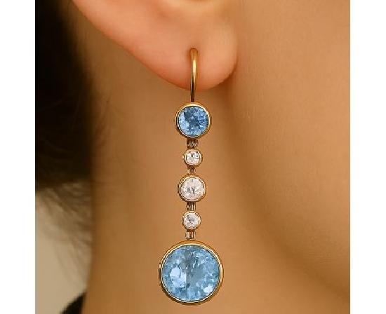 BLUE ZIRCON DIAMOND EARRINGS
