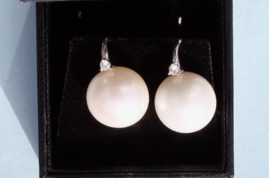 CULTURED PEARL AND DIAMOND DROP EARRINGS