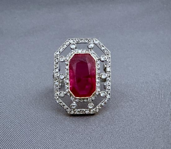 EDWARDIAN FABULOUS RUBY AND ROSE-CUT DIAMOND RING