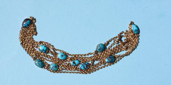 FABULOUS ANTIQUE TURQUOISE MOUNTED GUARD CHAIN