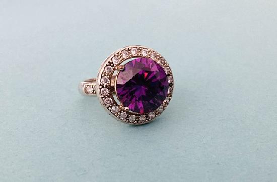 LARGE ROUND AMETHYST RING