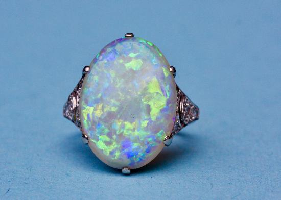 LIBERTY AND CO EDWARDIAN OPAL AND DIAMOND RING