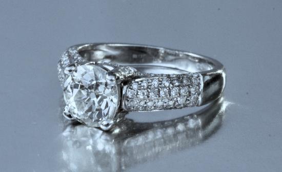OLD CUT DIAMOND SOLITAIRE ENGAGEMENT RING.
