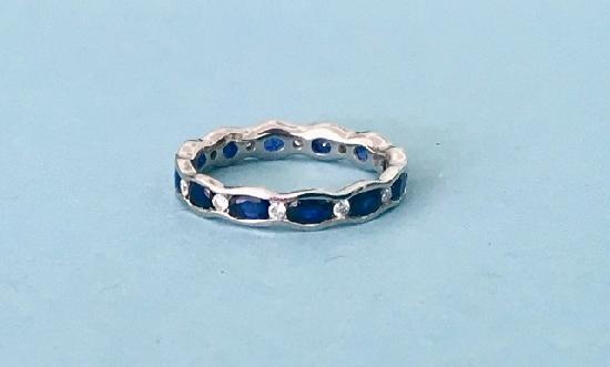 PLATINUM  SAPPHIRE AND DIAMOND FULL ETERNITY RING