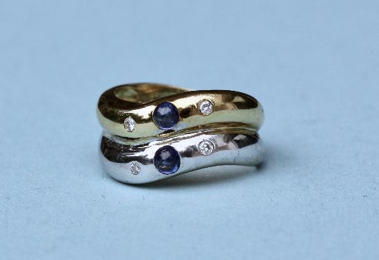 SAPPHIRE AND DIAMOND TWIN BAND RING
