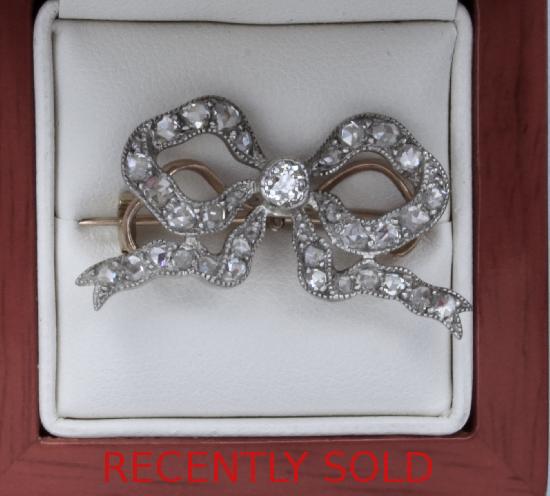 ANTIQUE DIAMOND BOW BROOCH