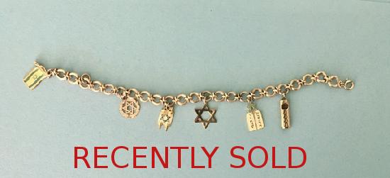 CHARMING GOLD  BRACELET WITH JEWISH INTEREST
