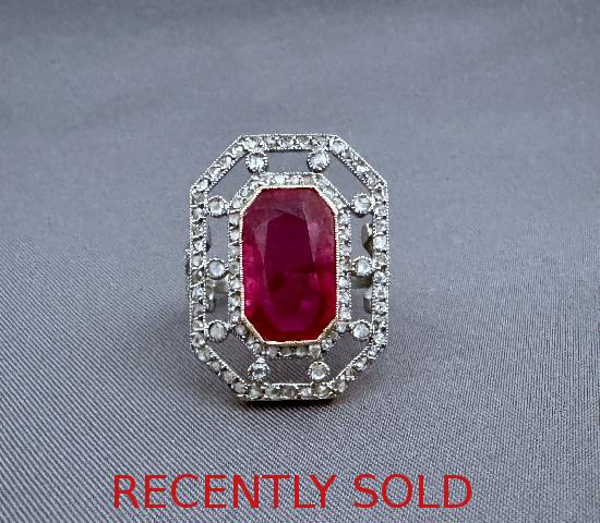 EDWARDIAN REGAL RUBY AND ROSE-CUT DIAMOND RING