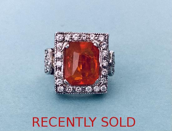 FABULOUS FIRE OPAL AND DIAMOND RING