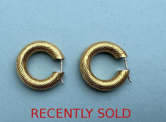 FINE QUALITY VINTAGE 18CT GOLD HOOP EARRINGS