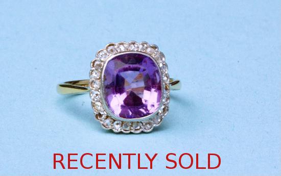 GORGEOUS VINTAGE AMETHYST AND DIAMOND CLUSTER RING