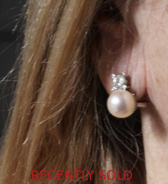 SUPER PEARL AND DIAMOND STUD EARRINGS