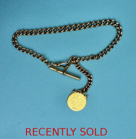 VINTAGE ALBERT WATCH CHAIN WITH SOVEREIGN