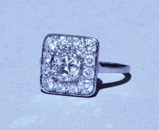 SQUARE PLATINUM DIAMOND ENGAGEMENT RING