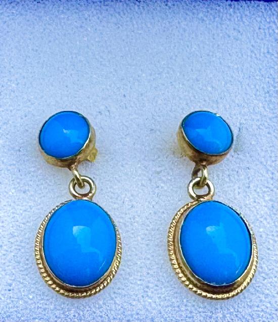 TURQUOISE AND GOLD DROP EARRINGS