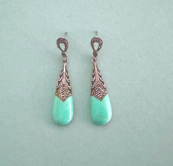 TURQUOISE AND MARCASITE EARRINGS.