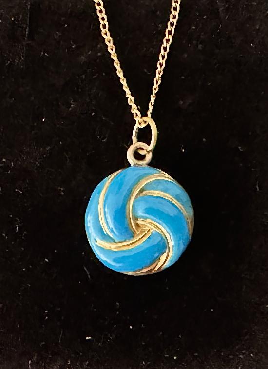 TURQUOISE BLUE ENAMEL PENDANT