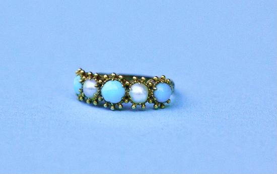 VICTORIAN TURQUOISE AND PEARL RING
