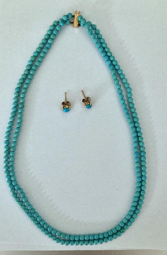 VINTAGE TURQUOISE NECKLACE  AND EARRINGS 
