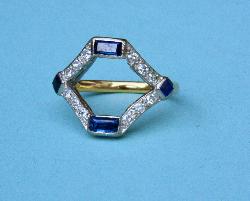  Unusual Diamond And Sapphire  Open Ring
