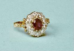 Antique Ruby And Diamond Cluster Engagement Ring