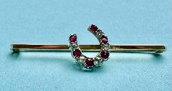 Antique Ruby And Diamond Horseshoe Brooch