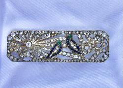Art Deco Diamond Love Bird Brooch