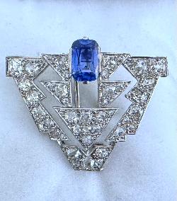 Art Deco Sapphire And Diamond Clip Brooch