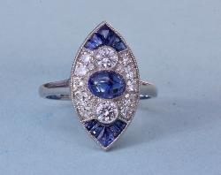 Art Deco Sapphire And Diamond Engagement Ring