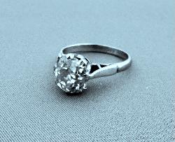 Beautiful Old Cushion-cut Solitaire Diamond Ring. 