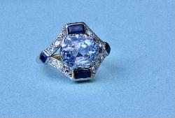 Certificated Sapphire And Diamond Cocktail Ring Vintage