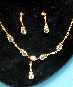 Charming Aquamarine Necklace And Earring Set