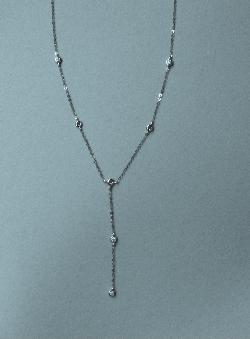 Charming White  Gold Necklace With Diamond Spacers