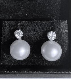 Detachable Diamond And Pearl Stud Earrings