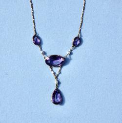 Edwardian Amethyst And Seed Pearl Necklace 