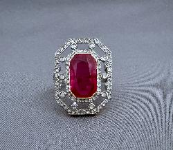 Edwardian Fabulous Ruby And Rose-cut Diamond Ring