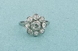 Edwardian Platinum Diamond Daisy Ring